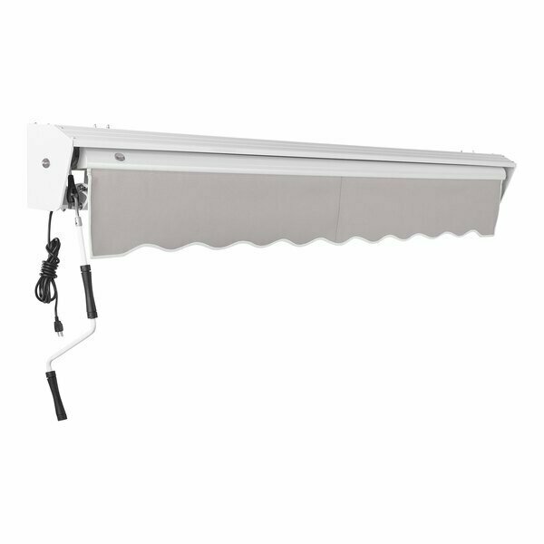 Awntech Destin 12' Gray Heavy-Duty Left Motor Retractable Patio Awning with Protective Hood 237DTL12G
